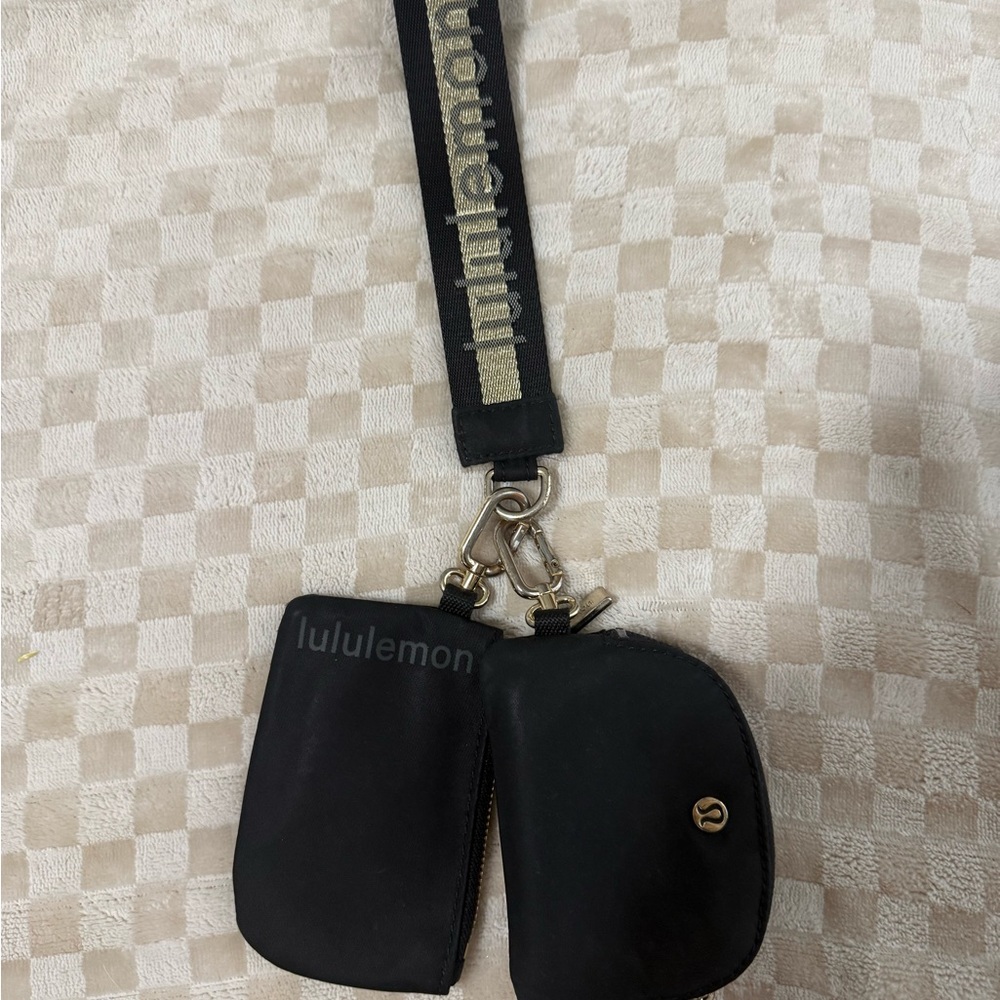 Lululemon Black and Gold Keychain Dual Pouch